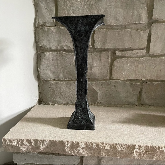 Metal Blue Black unique vase with snake, lizard and mask - Picture 5 of 7